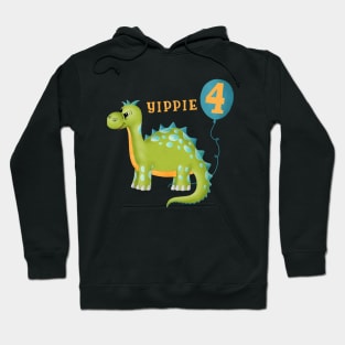 Dinosaur birthday for 4 year old kids Hoodie